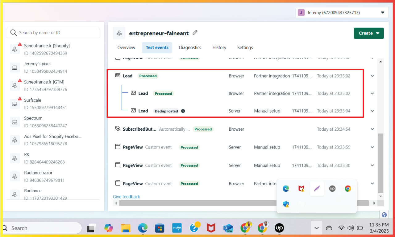 Fb Lead Event Tracking for Entrepreneur-Faineant.