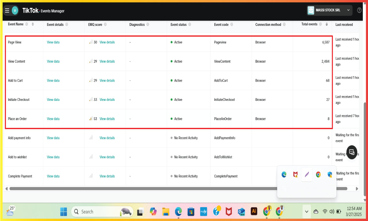 Tiktok Conversion API for Massi Stock.