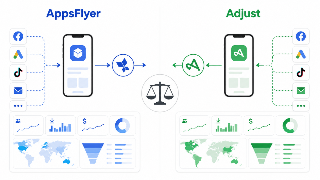 AppsFlyer vs Adjust MMP comparison for mobile app attribution 2026