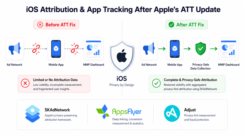 How to fix broken iOS attribution after Apple ATT update - SKAdNetwork and MMP setup guide